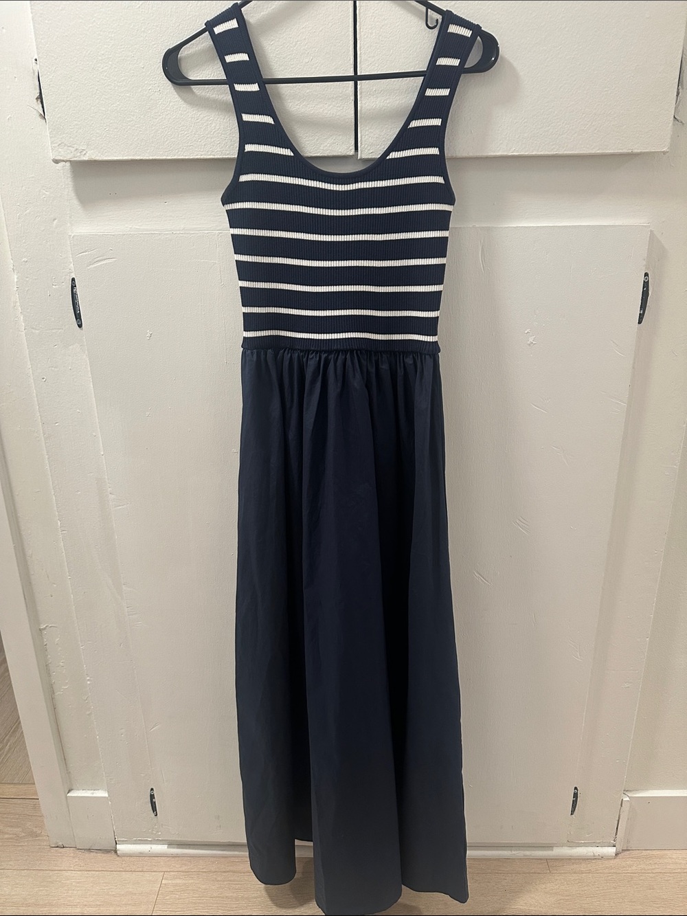 Moon River Navy & White Striped Tank Maxi Dress